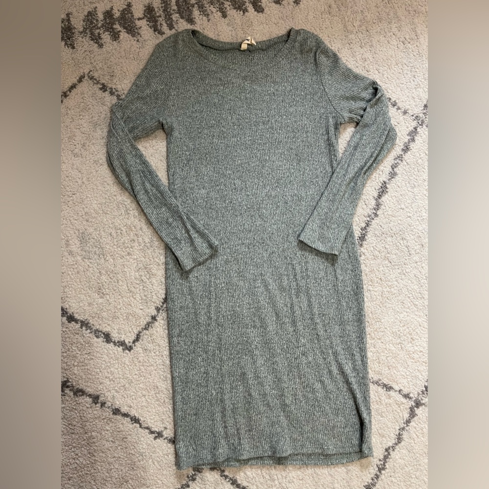 Green heathered ribbed dress
